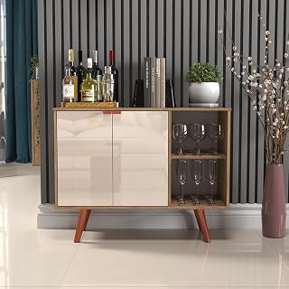 Aparador Buffet Retrô com 2 Portas e 2 Nichos, Balcão Multiuso Decorativo, Móvel Funcional para