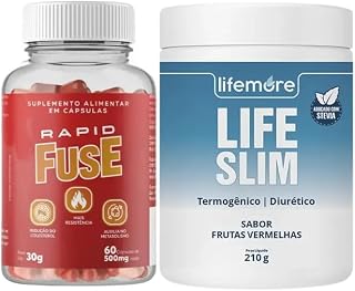 Combo Life Slim 210g + Rapid Fuse 60 capsulas, com Cafeína, Psyllium e Picolinato de Cromo -