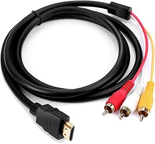 Marmoin Cabo HDMI para RCA, 1080p 1,5 m HDMI macho para 3-RCA vídeo áudio AV adaptador conector