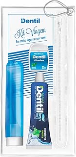 Kit Viagem Dentil Azul (Gel Fresh Mint+ Fio + Escova)