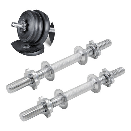 Barra Halter 40cm Rosca Maciça Com Arruela De Proteção 2 Un Cromado Antiderrapante Aço Inox Curta