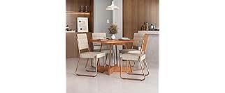 Conjunto Sala de Jantar 4 Cadeiras Charlotte Carraro NogalConjunto Sala de Jantar 4 Cadeiras