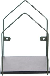 Nicho Decorativo com Formato de Casinha Pequeno para Parede, Verde Microtextura com Madeira Preto,