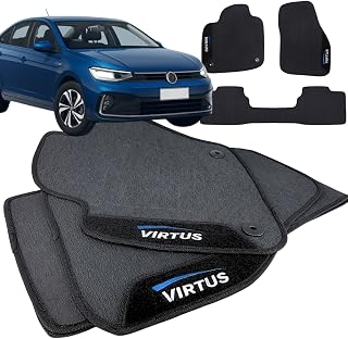Jogo de Tapete Borracha Automotivo pra Carro Compatível com Virtus 2017 2018 2019 2020 2021 2022