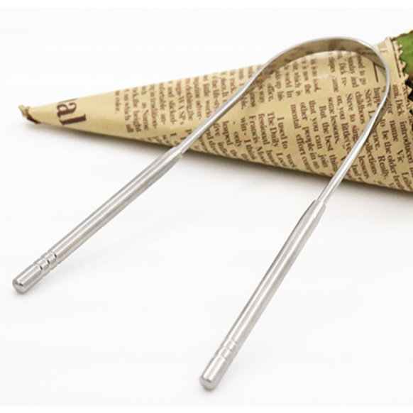 2 Kit Para Raspagem Lingual Higiene Saúde Bucal Raspador Língua 100% Cobre Puro Higienizador