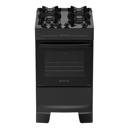Fogão 4 Bocas Atlas Mônaco Top Glass Automático Mesa De Vidro Preto 127/220v