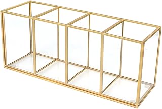 Porta-lápis dourado para mesa, organizador de mesa de 4 compartimentos, suporte de papelaria de