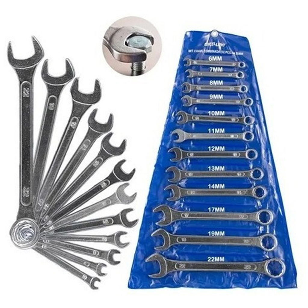 Jogo de Chave Combinada de 6 à 22 MM com 12 Peças EDA Resistente