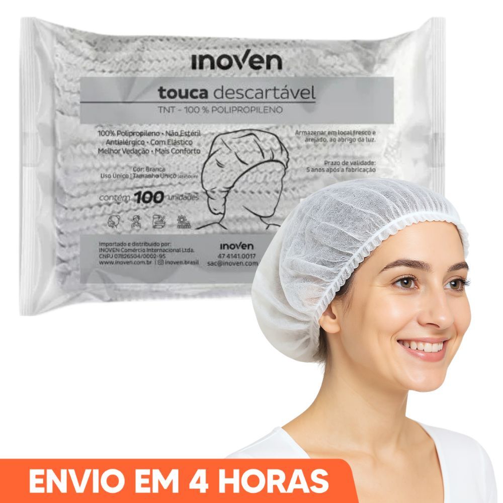 500un Touca Descartavel Tnt Com Elastico Branca