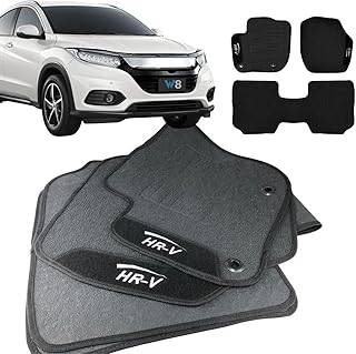 Jogo de Tapete Borracha Automotivo pra Carro Compatível com HRV 2015 2016 2017 2018 Com Logo