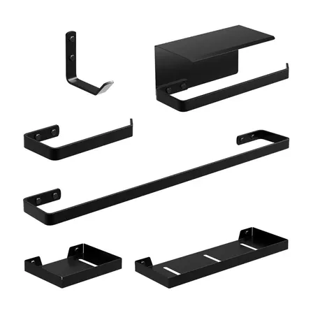 Kit De Acessórios Para Banheiro Elegance 7 Peças Preto Suportes Para Banheiro Premium