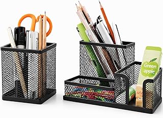 Kit Organizador de Mesa e Suporte Porta Canetas Lapis Tesoura Clips Blocos Adesivos Post-it e