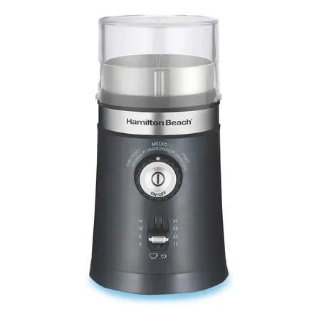 Moedor De Café Elétrico Hamilton Beach Ajustável Inox 150w Triturador Grãos Sementes Cuba Removível