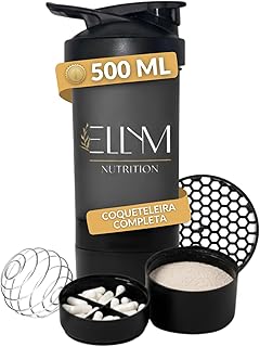 Coqueteleira Shaker Academia 500ml Whey Compartimentos Suplementos