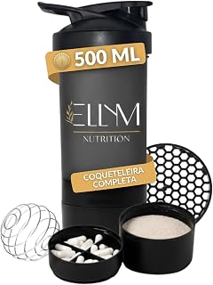 Coqueteleira Shaker Academia 500ml Whey Compartimentos Suplementos