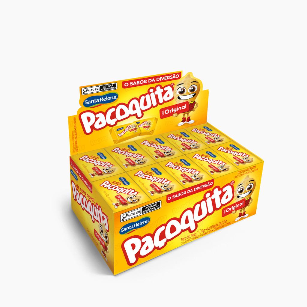 Paçoquita Quadrada Embalada Display De 1Kg Com 50 Unidades De 20g