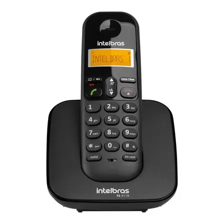 Telefone Sem Fio Intelbras Ts 3110 Preto Visor Luminoso Com Identificação De Chamadas 127/220v