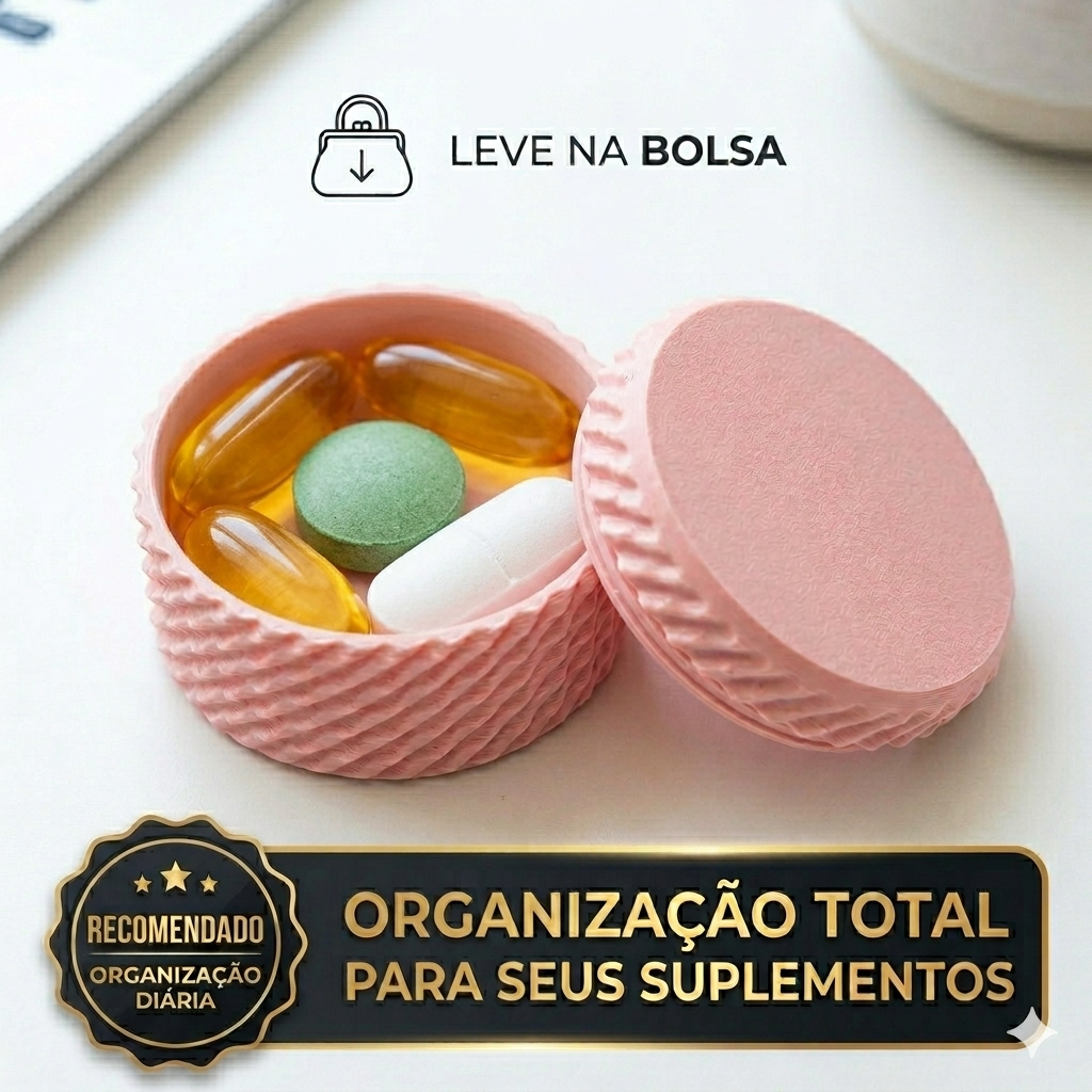 Porta Comprimidos e Vitaminas Portátil - Caixa Organizadora de Bolsa