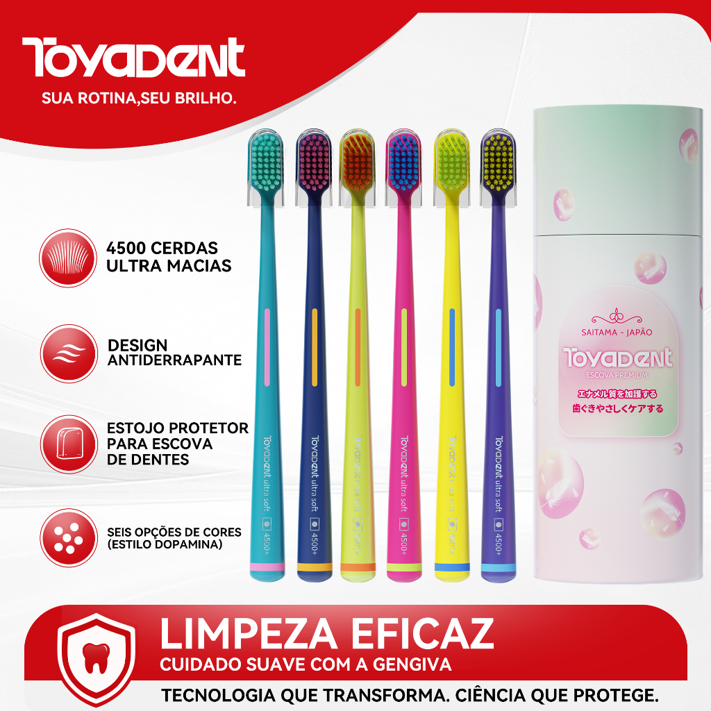 TOYADENT Escova de Dente Ultra Macia + 4500 Cerdas Micro-nanométricas,Viagem/Uso doméstico