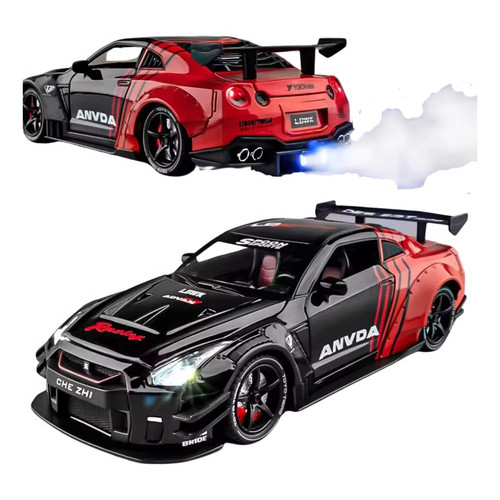 Miniatura Nissan Skyline Gtr R35 Track 1/24 Fumaça E Luzes