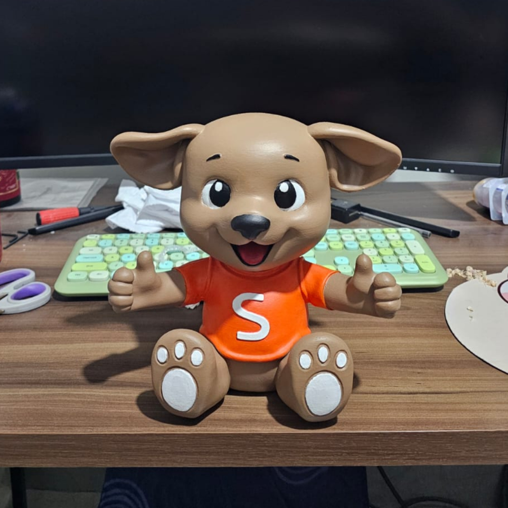 BONECO SHOPITO 24CM PLASTICO CACHORRO CARAMELO SHOPEE