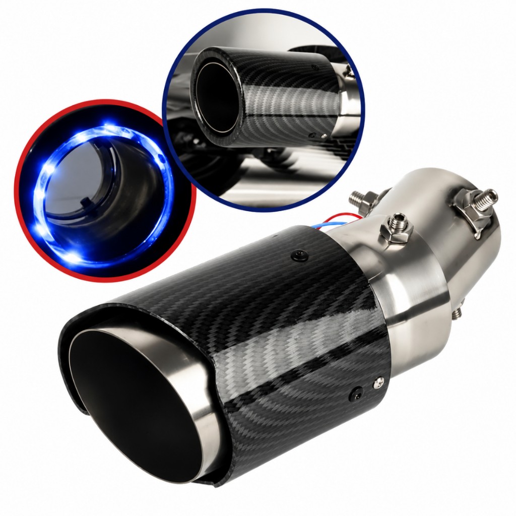 Ponteira Universal Para Escapamento Com Luz Led Efeito Fogo