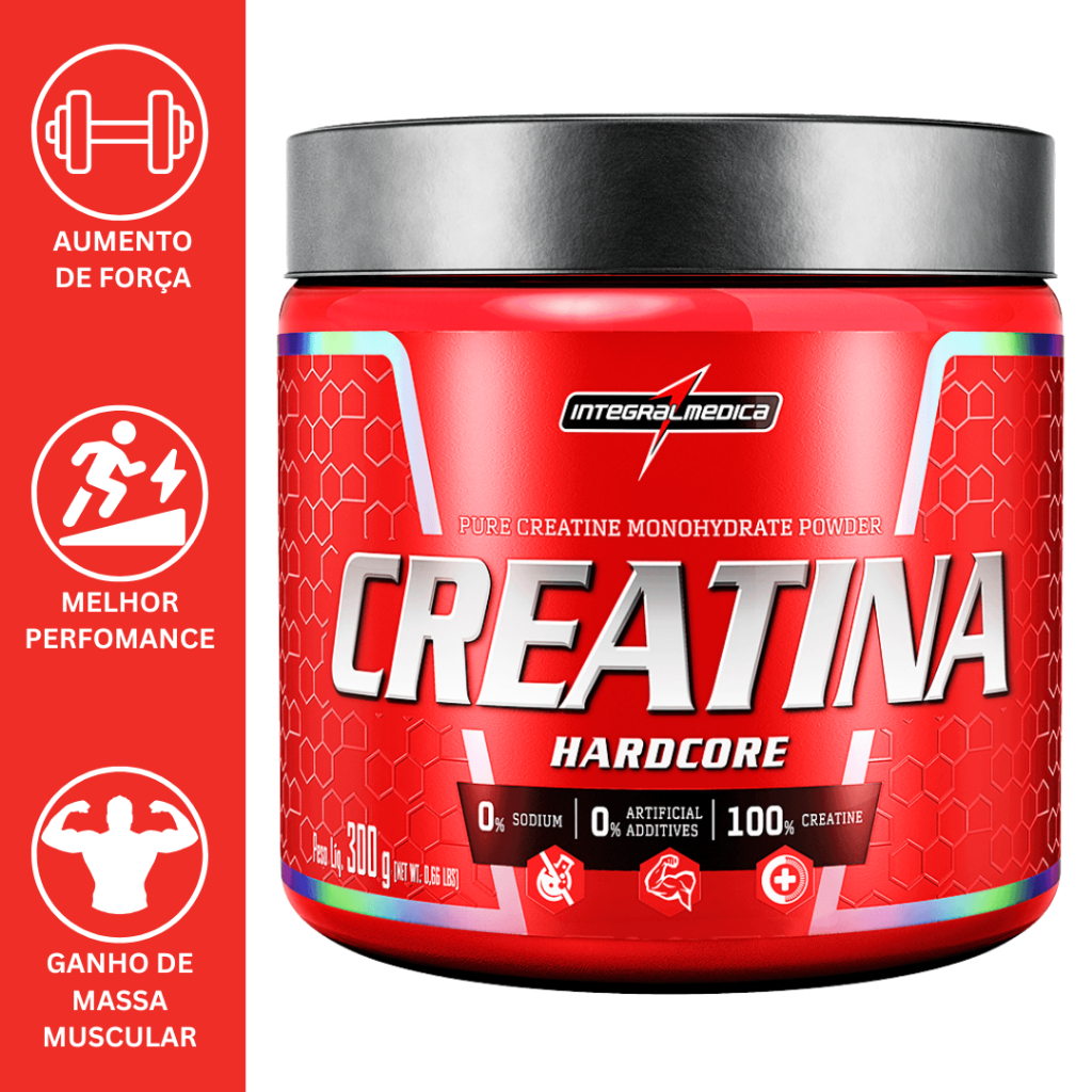 CREATINA 100% PURA HARDCORE 300G SEM SABOR e 350G COM SABOR - INTEGRALMEDICA