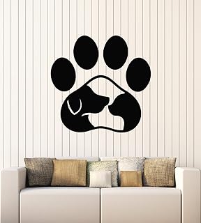 Decalque de parede de vinil com estampa de pata pet shop cuidados cuidados gato cão adesivos mural