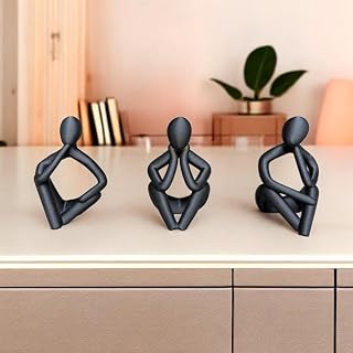 Decoracao para Casa, Kit Trio Esculturas Minimalistas Decorativas Quarto Sala Escritorio(PRETO)
