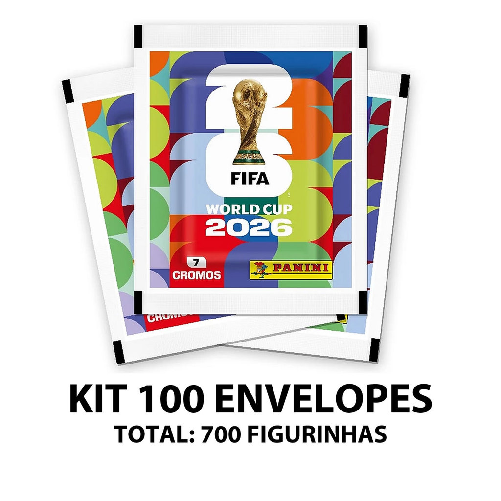 Kit 100 Envelopes de Figurinhas Panini Copa do Mundo 2026 Fifa World Cup Totalizando 700 Figurinhas