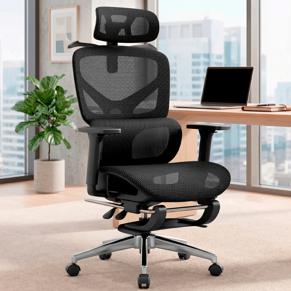 Cadeira Escritorio Ergonomica Giratoria Apoio Cabeca Suporte Lombar Apoio Pes Reclinavel Nienz