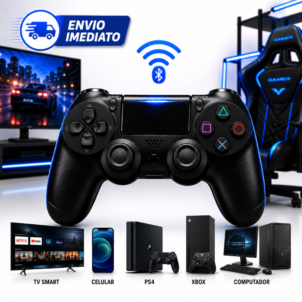 Controle Sem Fio Manete Gamepad Joystick Compativel Ps4 Pc Gamer Notebook Tv Smart Celular Bluetooth