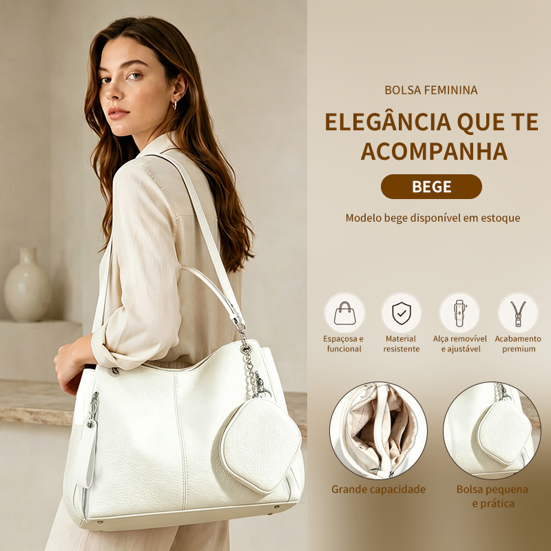 Bolsa Mochila Grande De Ombro e Transversal Feminina De Couro PU B303 AMY