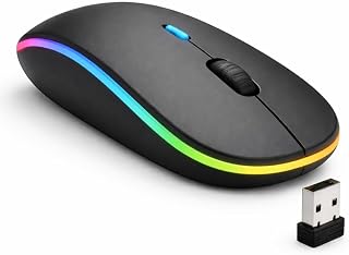 Mouse Sem Fio Recarregável Wireless Bluetooth Optico Led Rgb Colorido Ergonômico Usb 2.4 Ghz Notebook Computador Pc Desktop Linha Premium - Cores Sortidas