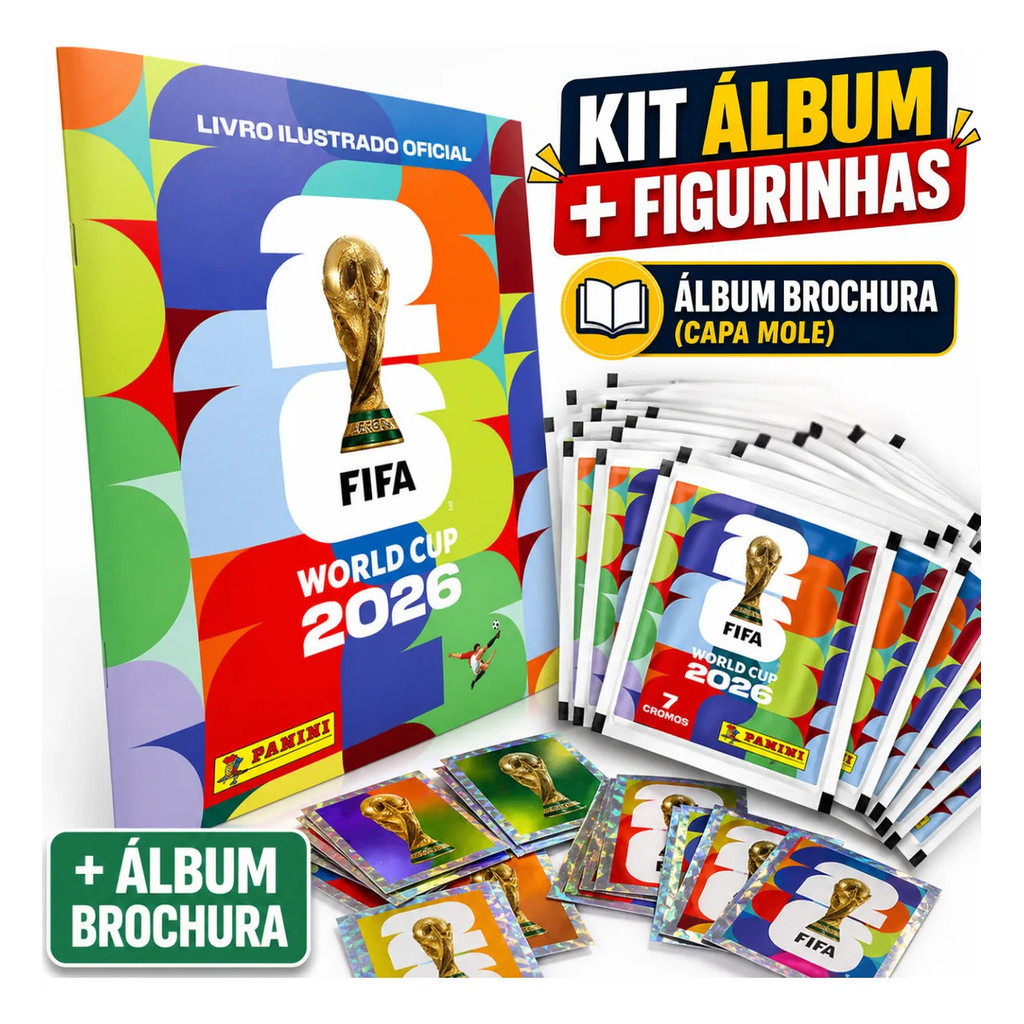 Álbum Copa do Mundo 2026 + Figurinhas Capa Mole 21 / 35 / 56 / 70 Panini Oficial