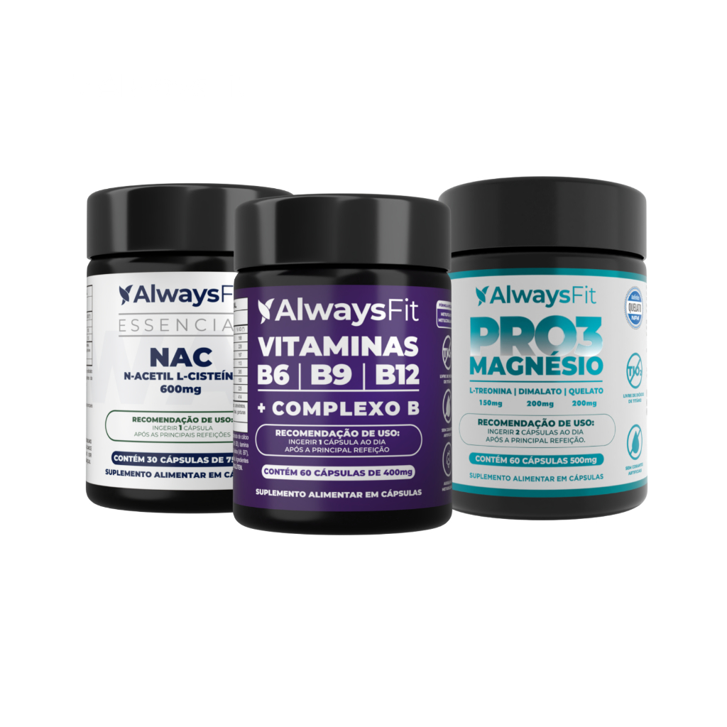 Kit Alwaysfit Pro3magnésio + Nac E Vitaminas B6b9b12 Sem Sabor