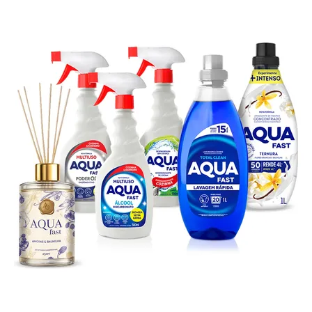 Kit Casa Completa Aquafast 6 Em 1 Lava Roupas Aromatizador