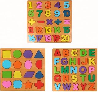 Tabuleiro Educativo 3 em 1 Alfabeto Números e Formas Geométricas Brinquedo Pedagógico de Madeira Infantil Kit Jogo de Encaixe Lúdico