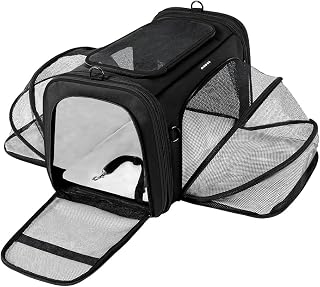 Bolsa Transporte Cão Gato Expansível Avião MADOG Bloom Preto