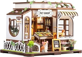 Conjunto DIY de Pet Shop - Artesanato Criativo com Mini Móveis e Kit de Iluminação, Para Crianças a Partir de 14 Anos e Adultos