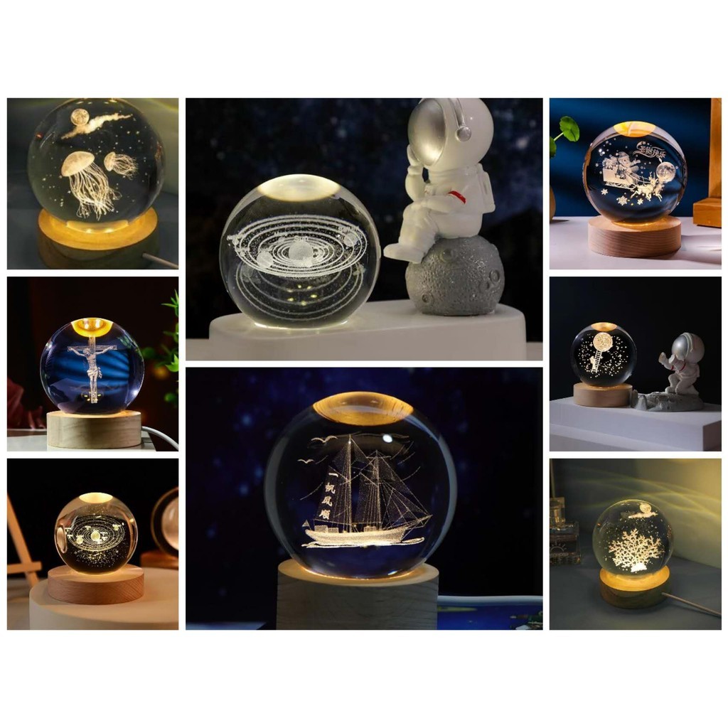 Astronauta, Santo Padre, Pégaso Golfinho e outros 50 tipos de luminárias de mesa com bola de cristal