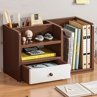 Estante para mesa, organizador de mesa com gaveta, organizadores de mesa de escritório e acessórios, decoração de casa, exibição para presentes