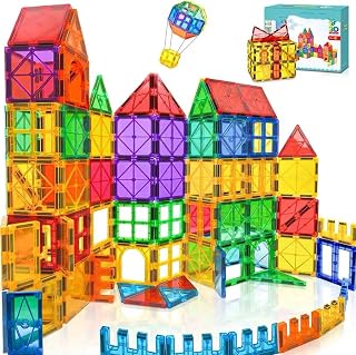 Conjunto de Brinquedos Magnéticos de 60 Peças, Blocos de Construção 3D para Meninos e Meninas,