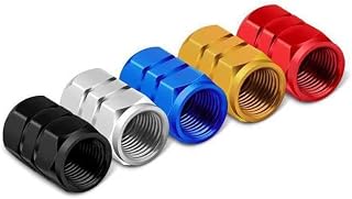 Tampas de Válvula de Pneu Fluorescentes, Kit com 4 Peças, Alumínio, Estilo Automotivo, Acessórios para Carro e Motocicleta, Múltiplas Cores (Preto)