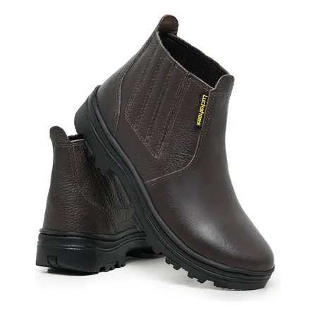 Bota Botina Em Couro Trabalho Ou Passeio Marrom 40 Br