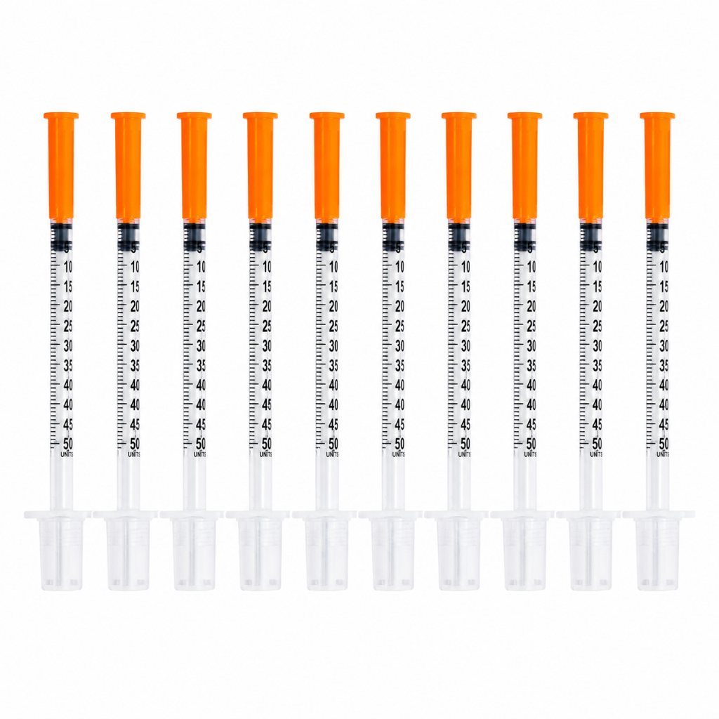 Seringa Insulina 0,5ml Fixa Agulha Fina Ultrafina 0,25mm x 6mm Graduada Estéril Descartável 50ui