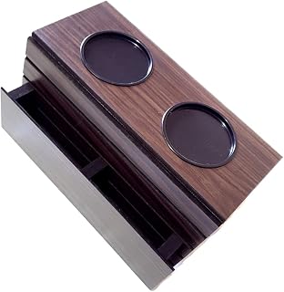 Bandeja/Esteira Porta Copos para Braço de Sofá - Madeira Tabaco, Kit com 01 porta controle e 01