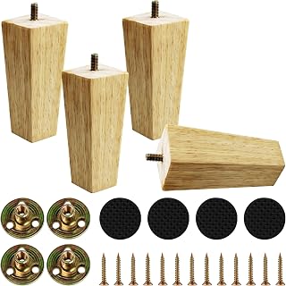 4 peças de pernas de móveis de madeira maciça de 12 cm, substituição de perna quadrada de sofá de madeira para sofá de mesa, armário, armário, cadeira, estante, peças, mancha de tronco