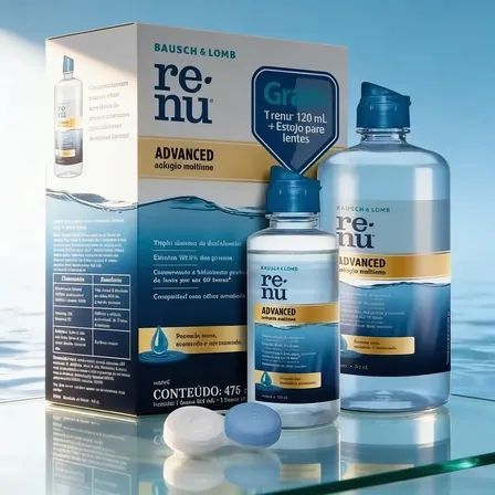 Renu Bausch Advanced Lomb Kit Solução Limpeza Lentes Contato 475ml