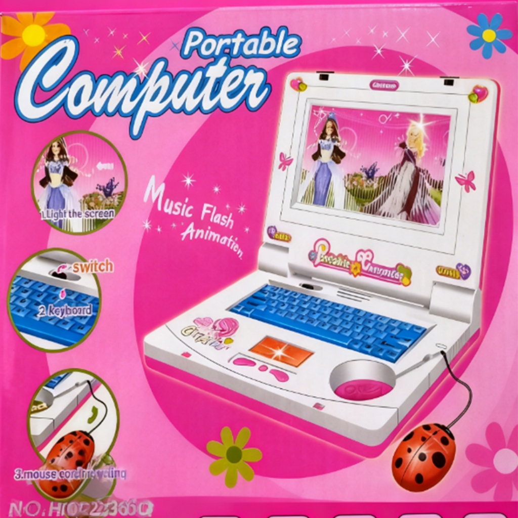 Laptop Infantil Musical Rosa - Música, Luzes e Criatividade em um Design Compacto